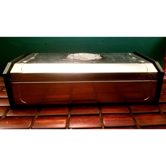 Vintage Medieval Style Metal Jewelry Box W/ Griffon Lion Coat of Arms 10"x6"x3" - Picture 8 of 9